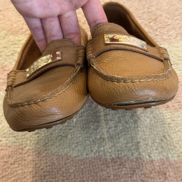 Coach Fredrica Tan Pebbled Leather Driving Loafers Slip-On Flats Preppy Heritage - Picture 3 of 8